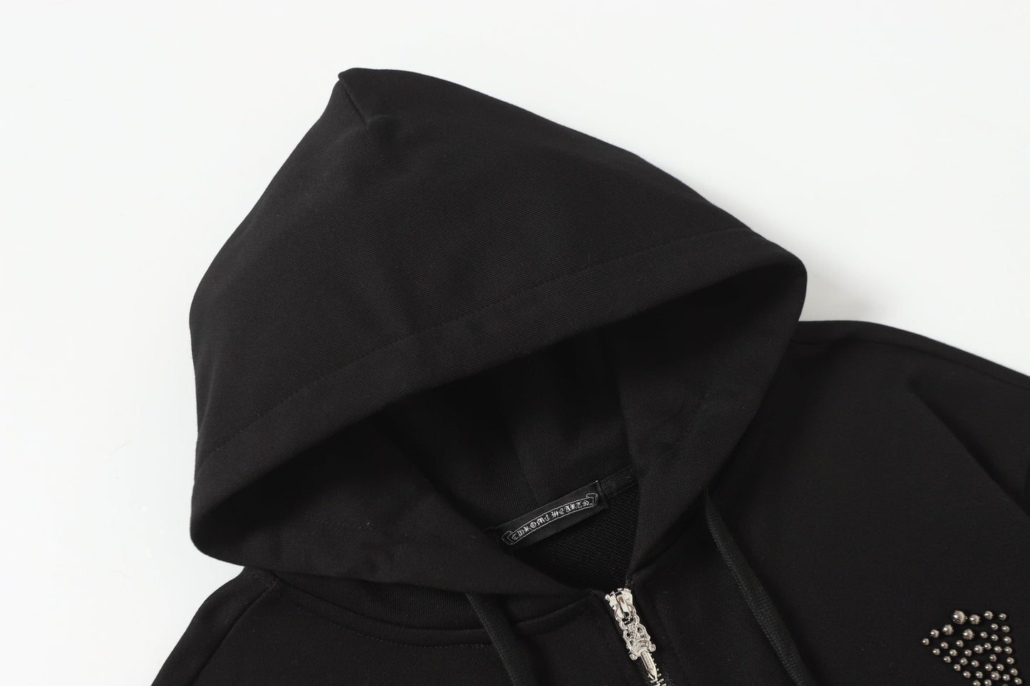 Rhinestone Cross Hoodie - Black Gothic Streetwear Sweatshirt 2633